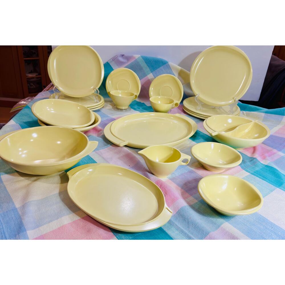 Vintage Boonton Ware Atomic Dinnerware Set Mid Century Modern 21 Pieces USA